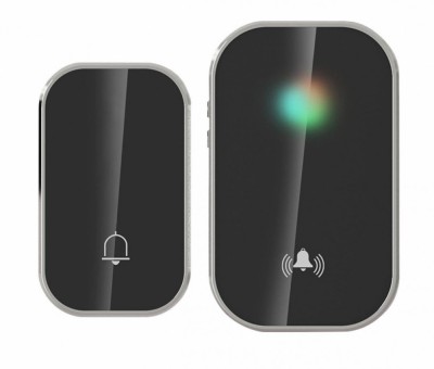 Sonerie fara fir si fara baterie 1 transmitator - comutator cinetic (1 buton) si 1 receptor negru ( 1 sonerie) la priza , IP44 foto