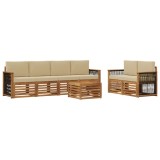 vidaXL Set de canapele de exterior cu pernă 7 pcs Natural și Bej 3384054