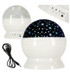 Proiector de stele 2 in 1 cu lumina de noapte USB, alb