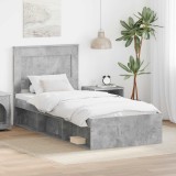 Cumpara ieftin Cadru de pat cu headboard Beton 90 x 200 cm Lemn de pin masiv