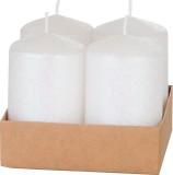Set 4 lumanari advent albe cu sclipici MagicHome, 4,8x8 cm