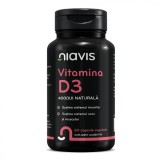 Vitamina D3 4000 UI Natural, 60 capsule, Supliment Imunitate, Oase si Muschi, Niavis