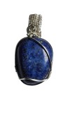 Pandantiv cu Dumortierit, fir metalic argintiu, Albastru, 4.5 cm, pentru Terapie, RavariuArt