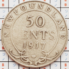 1244 Newfoundland Canada 50 cents 1917 George V km 12 argint