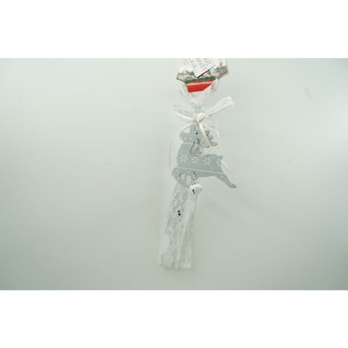 Ornament de brad craciun cerb, flippy, gri, lemn, 25 cm