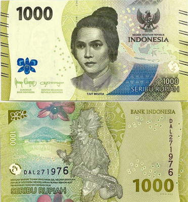 Bancnota Indonezia 1.000 Rupii 2022 - PNew UNC foto