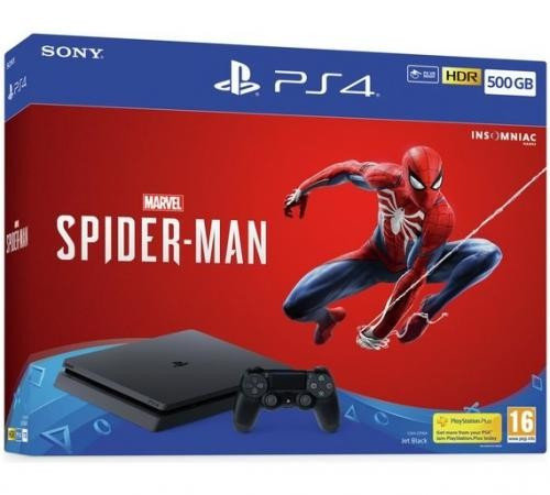 Consola SONY PlayStation 4 Slim (PS4 Slim) 500 GB SH, Jet Black + joc  Marvel's Spider-Man | Okazii.ro