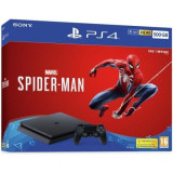 Consola SONY PlayStation 4 Slim (PS4 Slim) 500 GB SH, Jet Black + joc Marvel&rsquo;s Spider-Man
