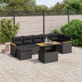 Cumpara ieftin Gossi set mobilier de gradina cu perne, 8 piese, negru, poliratan