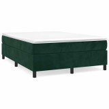 Cumpara ieftin Cadru de pat cu arcuri, verde inchis, 140x200 cm, catifea
