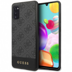 Husa Piele Guess 4G Stripe pentru Samsung Galaxy A41, Gri GUHCA41G4GLGR