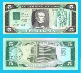 Liberia (pick 19) 5 Dollars 1989 UNC serie: AD3251163