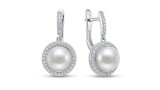 Cercei Eleganti din Argint 925 cu Perla Alba si Halo de Zirconiu - 3 cm