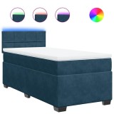 Cumpara ieftin Pat continental cu saltea, albastru, 80x200 cm, catifea