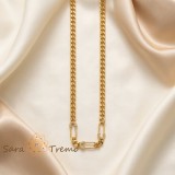 Cumpara ieftin Colier Eleganta Imperiale , Colier placat cu aur tip Cuban cu elemente zirconia