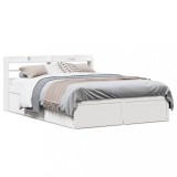 VidaXL Cadru de pat cu tăblie, alb, 140x200 cm, lemn masiv de pin