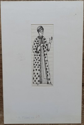 Ilustratie originala de Mihail Boitor pt volumul 1 &amp;quot;Mode si vesminte din trecut&amp;quot; foto