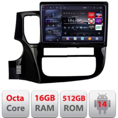 Navigatie Mitsubishi Outlander 2014- Edotec Kit-1230 8 core QLED 2K 16+512 360 Android Waze USB Navigatie Internet Youtube Radio CarStore Technology foto
