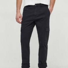 Pepe Jeans pantaloni barbati, culoarea negru, cu fason cargo