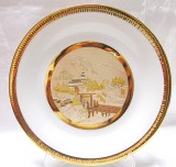 FARFURIE PORTELAN JAPONEZ CHOKIN ART REALIZATA CU AUR SI ARGINT 19 CM