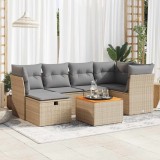 vidaXL Set canapele de grădină, 7 piese, cu perne, bej, poliratan 3325762