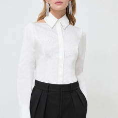 Karl Lagerfeld camasa femei, culoarea alb, cu guler clasic, regular