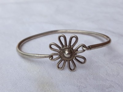 argint BRATARA cu MARGARETA de efect SPLENDIDA patina MINUNATA executata MANUAL foto