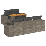 Set mobilier gradina cu perne, 6 piese, gri, poliratan