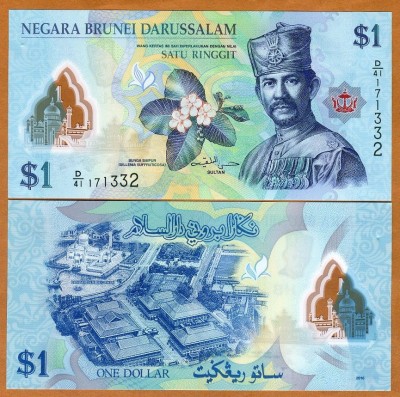 !!! BRUNEI - 1 RINGGIT 2011 - P 35 a - UNC / POLIMER foto