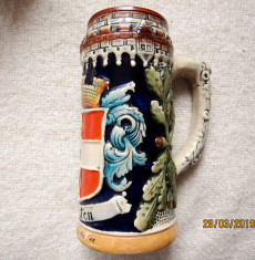 Karnten Beer Stein. Halba ceramica veche. H 19 cm/834 gr. foto