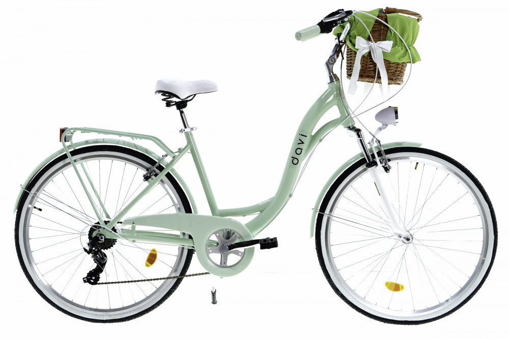 Bicicleta dama cu cos rachita Davi® Maria, Aluminiu, 7 viteze Roata 28",  160-185 cm inaltime, Verde | Okazii.ro