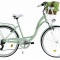 Bicicleta dama cu cos rachita Davi&reg; Maria, Aluminiu, 7 viteze Roata 28&quot;, 160-185 cm inaltime, Verde