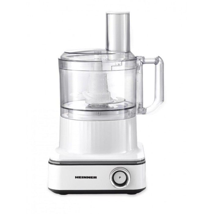 Robot de bucatarie Heinner FineGourmet, 1000 W, 6 viteze+pulse, bol 2.3L, lame inox, 3 lame feliere, Alb