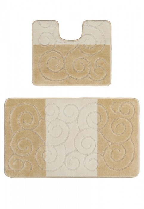 Set 2 Covorase Baie Model Sile 2540, Marimi 50 x 80 40 x 50 cm, Bej, Antialergic, Polipropilena