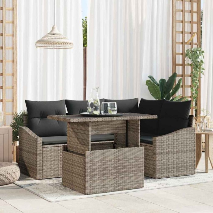vidaXL Set de canapele pentru grădină 5 pcs Gri 100 x 55 x 73 cm