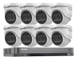 Sistem supraveghere Hikvision basic 8 camere 4 in 1, 8MP, IR 30m, DVR 8 canale 4K, 8MP Hikvision SafetyGuard Surveillance