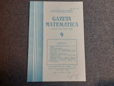 GAZETA MATEMATICA NR 9/1984 foto