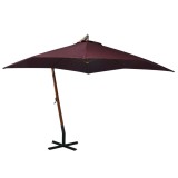 vidaXL Umbrelă grădină suspendată cu st&acirc;lp bordo 3x3 m lemn masiv brad