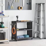 Cărucior pentru unelte cu raft cu roata Negru 75 x 35 x 73 cm Metal