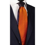 Cumpara ieftin Cravata Matase Naturala Portocalie cu Nod Bleumarin/Portocaliu, Model Unicat, 148 cm, Made in Italy, Cutie Cadou