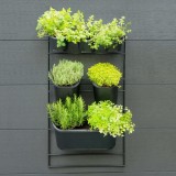 Jardiniera verticala perete Nature, 6 ghivece: 3x0.9L, 2x2.5L, 1x5.4L, cadru metalic 48x84cm, negru