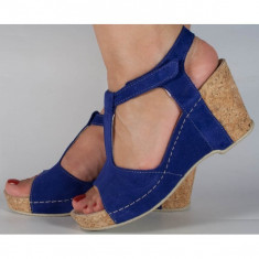 Sandale MUBB platforma bleumarin piele naturala (cod 587) foto