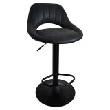 Cumpara ieftin Scaun bar textil negru efect piele intoarsa Lorasa 45x45x82-102 cm
