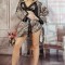 X707RR-99 Set 3 piese lenjerie casual tip pijama din material satinat cu print leopard