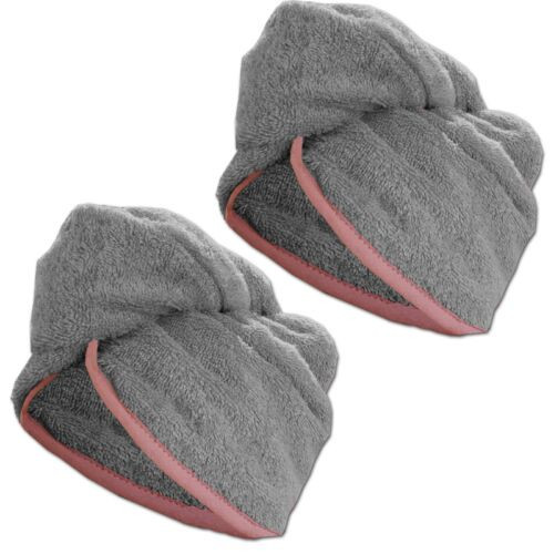 Set 2 Turbane de par unisex Homelevel, Universal, Gri, Bumbac organic, 54863.25.02