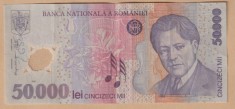 (4) BANCNOTA ROMANIA - 50.000 LEI 2001, POLYMER, PORTRET GEORGE ENESCU, STARE BUNA foto