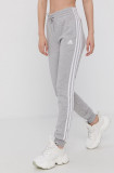 Adidas Pantaloni femei, culoarea gri, material neted