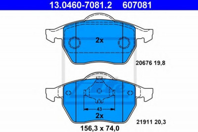 Set placute frana,frana disc VW PASSAT (3A2, 35I) (1988 - 1997) ATE 13.0460-7081.2 foto