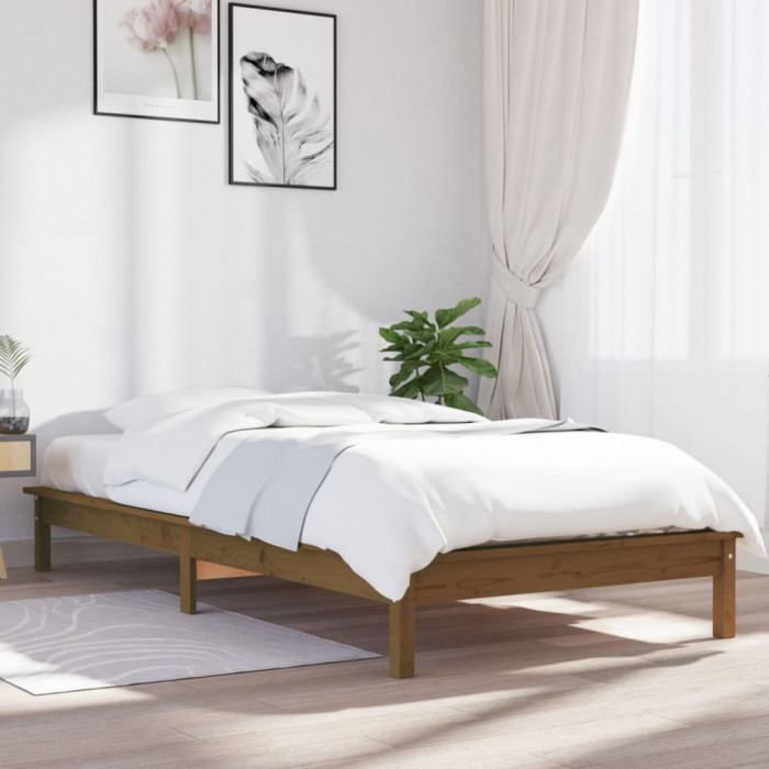 Cadru de pat, maro miere, 90x200 cm, lemn masiv de pin GartenMobel Dekor