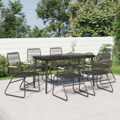 vidaXL Set mobilier de grădină, 7 piese, negru, ratan PVC foto